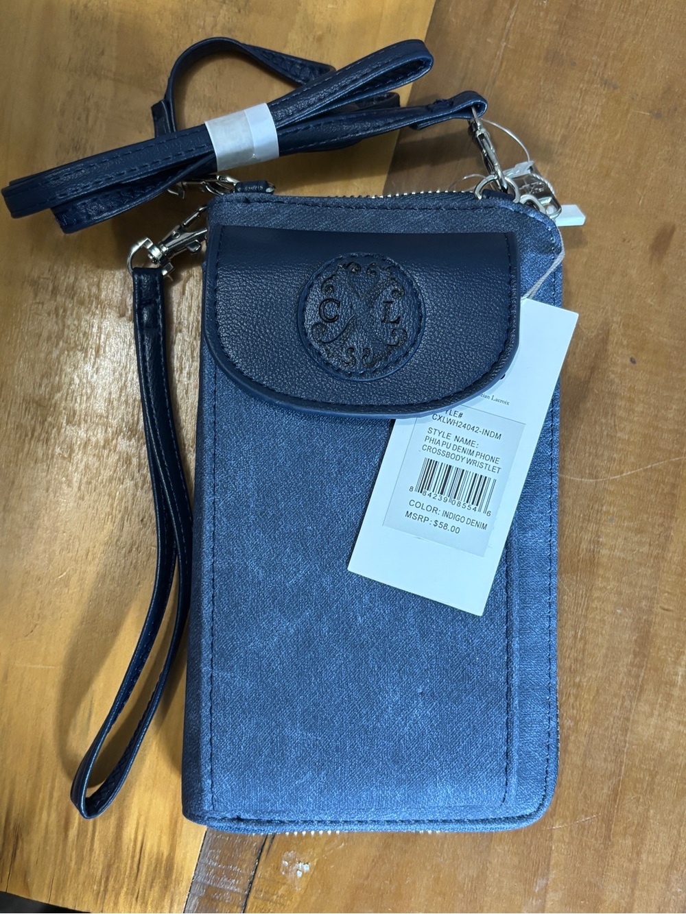 Christian Lacroix Indigo Phone Crossbody Wristlet